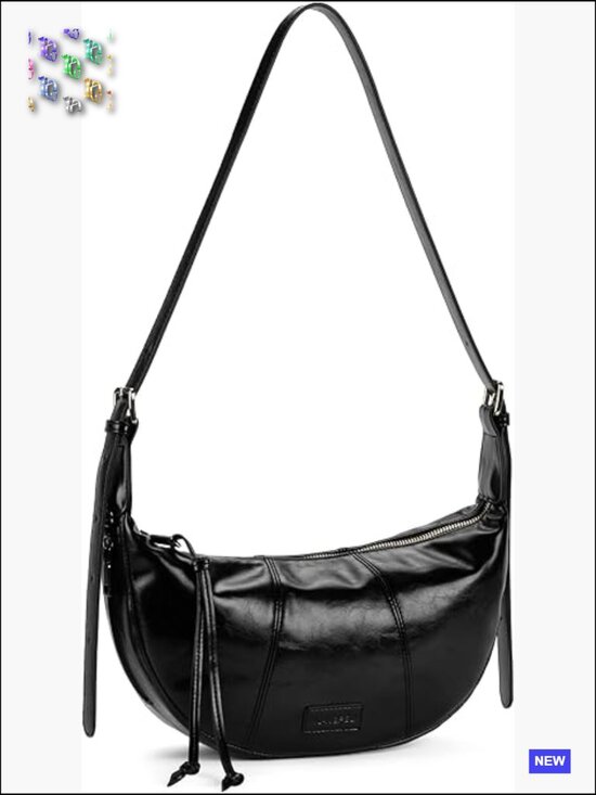 Handbags - Small Crescent Crossbody Bag Vegan Leather Hobo Shoulder Sling Purse Adjustable